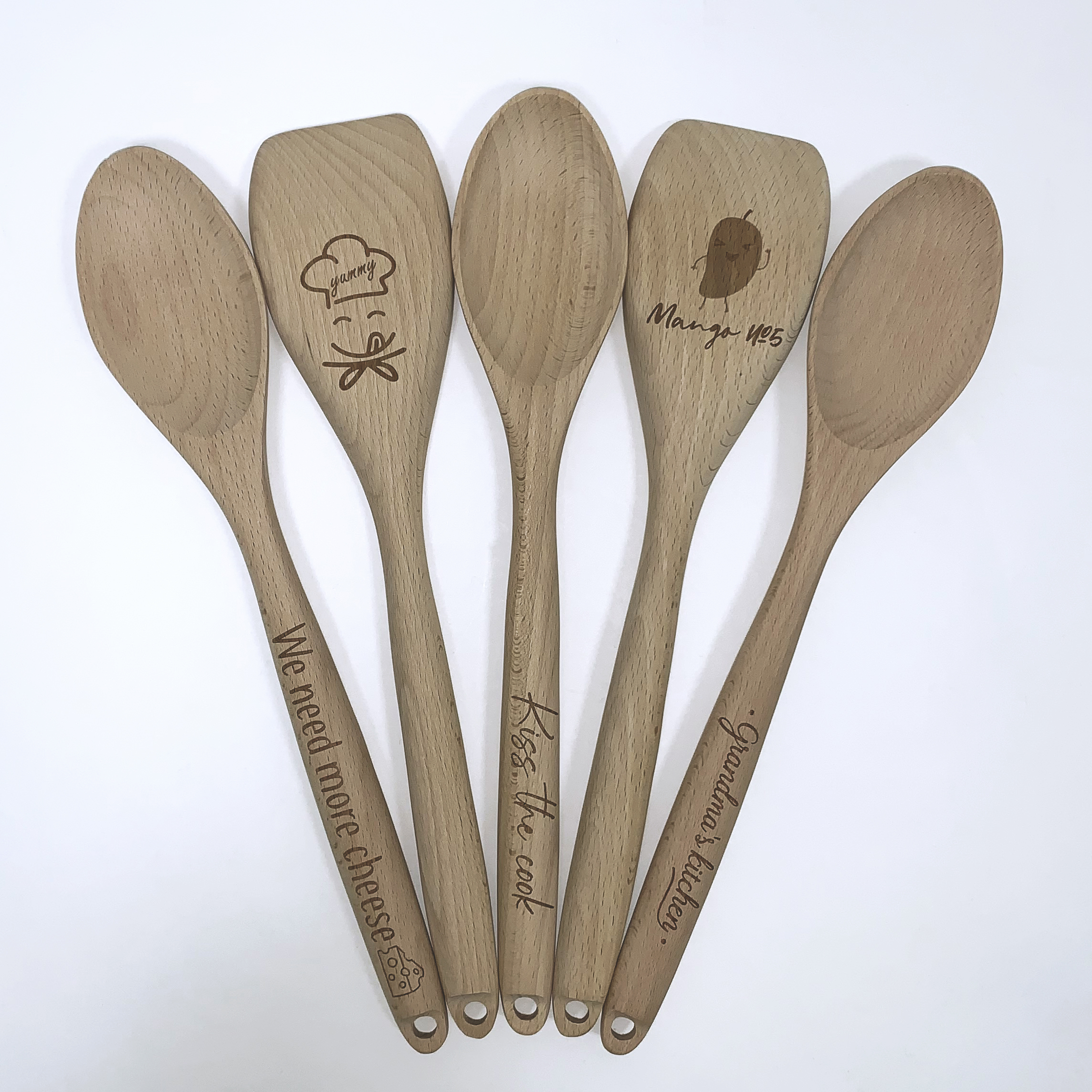 Personalized Wooden Kitchen Utensils Set Grandmother's 