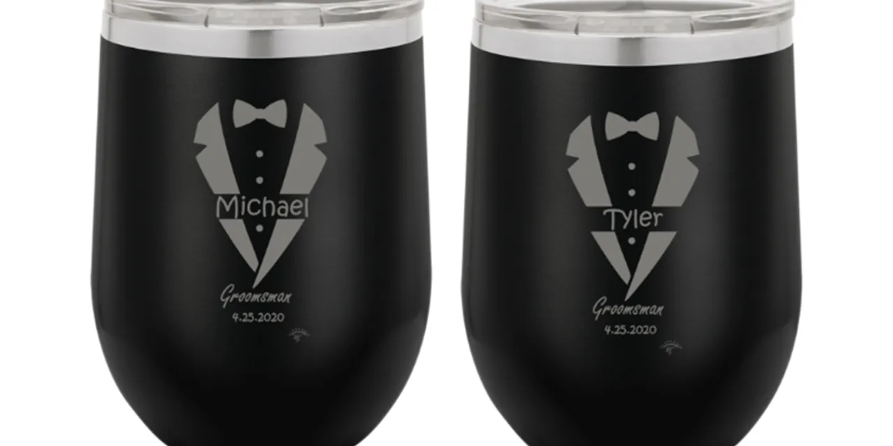 laser engraving tumbler for groomsmen