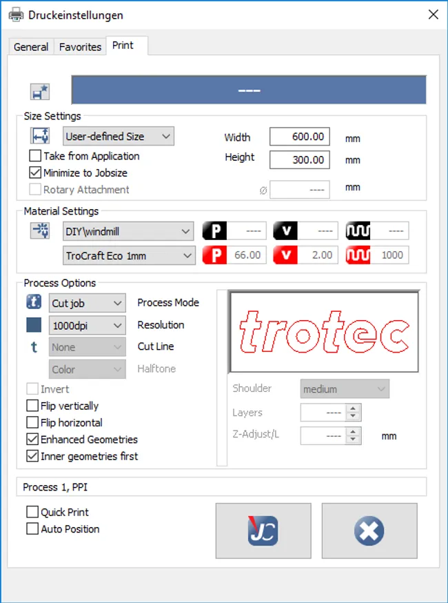 Impostazioni di stampa TroCraft 1mm