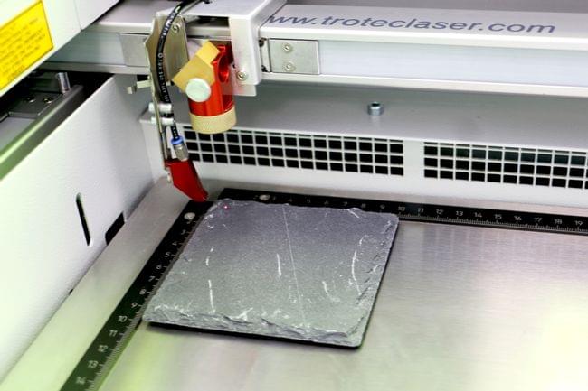 Laser engraving the slate sheets