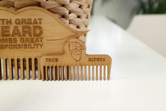 Laser cutting: Three different wooden beard combs