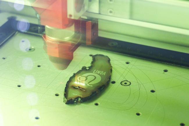 Laser engraving the agate
