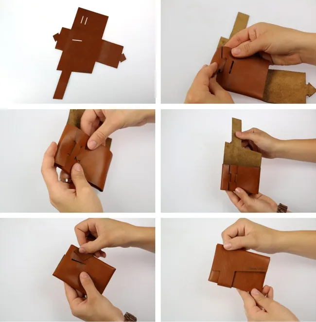 Assembling a leather business card holder 