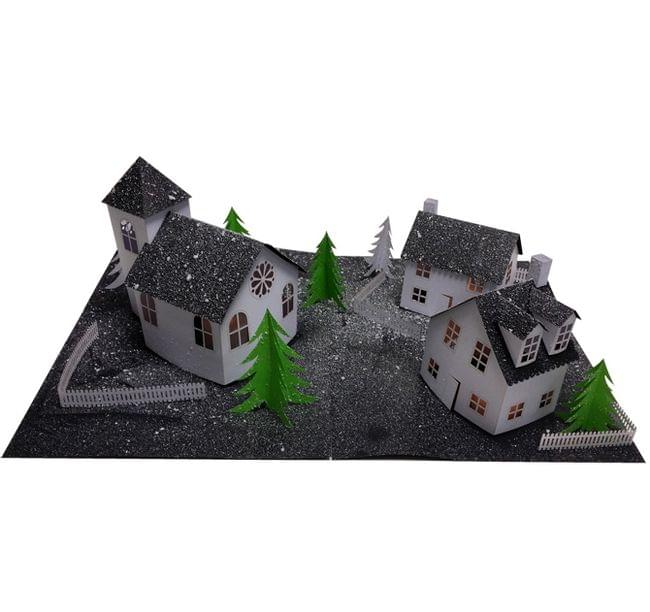 Maquettes de maisons en papier découpées au laser