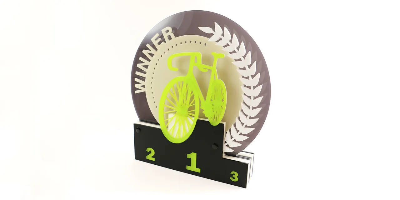 Trophée sportif en acrylique découpé au laser