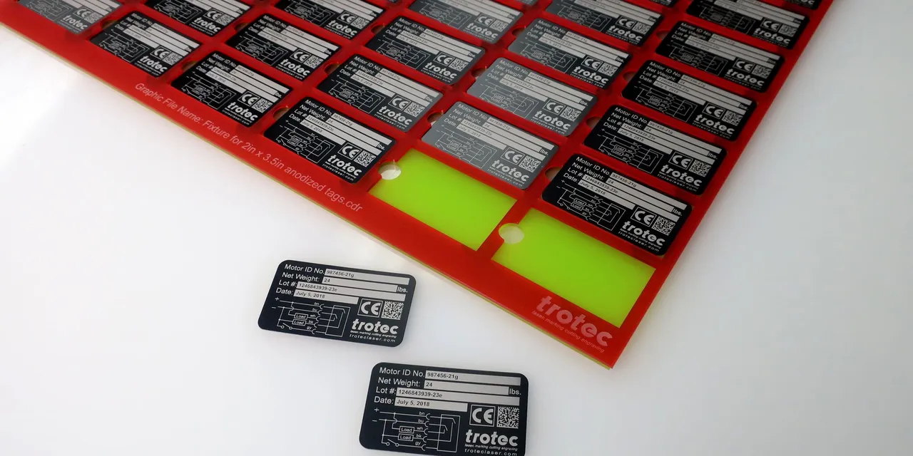 laser engraved data plates in the acrylic jig