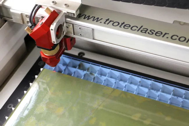 Laser cutting of TroGlass with adhesive tape