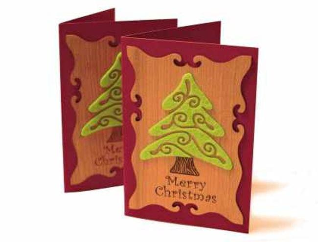 christmas card wood laser cut
