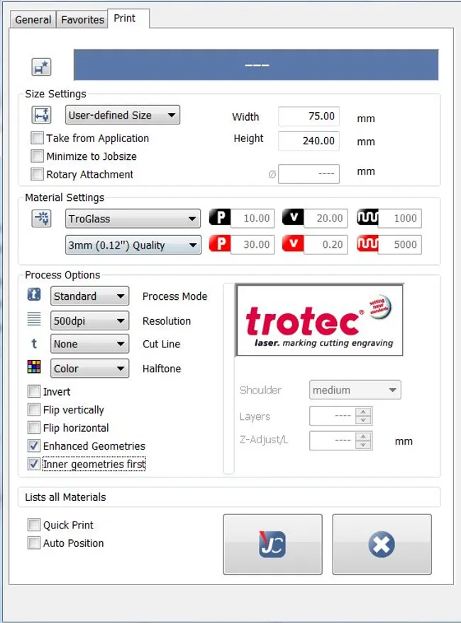 JobControl laser software