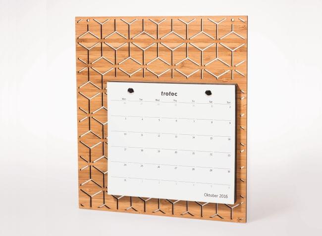 plastic calendar made with laser
