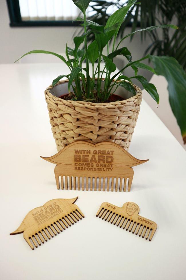 Laser cut wooden beard combs