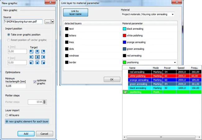 Importing the laser parameters